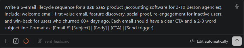 Lifecycle email sequence output from Claude imported into Intempt Journeys